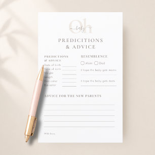 Lámina Juego de predicciones y consejos para baby shower