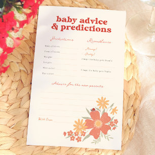 Lámina Juego de predicciones y consejos para baby shower