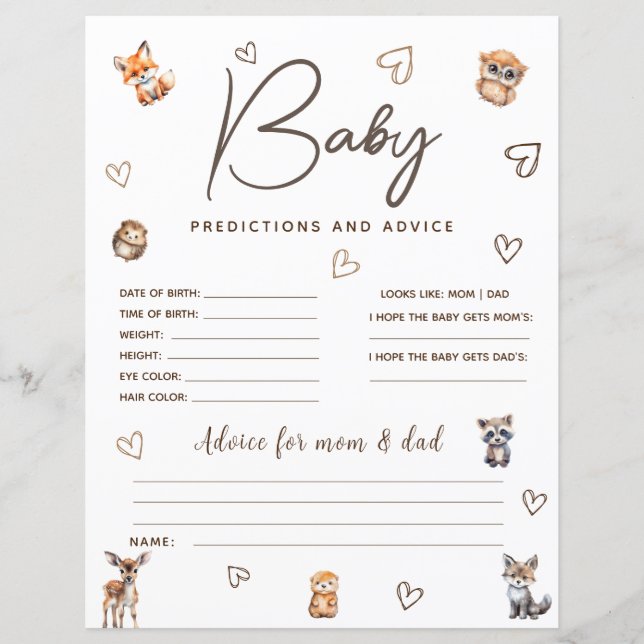 Lámina Juego de predicciones y consejos sobre el tema de  (Anverso)