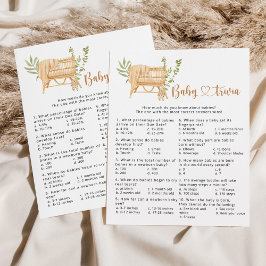 Lámina Juego de preguntas para baby shower de bebé con te