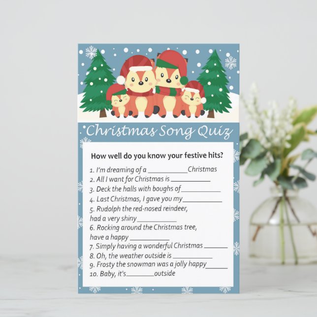 Lámina Juego de preguntas y respuestas de navidades de Wi (Anverso de pie)