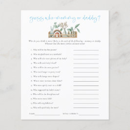 Lámina Juego de Presupuesto Adivina Quién Mamá Papá Azul 