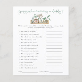 Lámina Juego de Presupuesto Adivina Quién Mamá Papá Envej