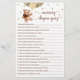 Lámina Juego de Prueba de Rhyme de Enfermería de Oso