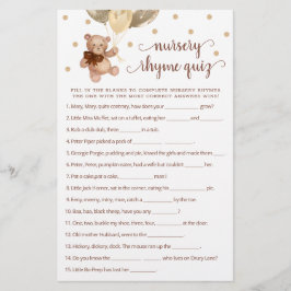 Lámina Juego de Prueba de Rhyme de Enfermería de Oso