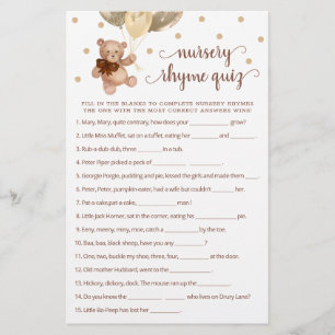 Lámina Juego de Prueba de Rhyme de Enfermería de Oso