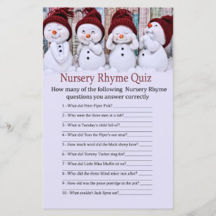 Lámina Juego de prueba de rima de Navidades de nieve Snow