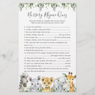 Lámina Juego de prueba de ritmo de enfermería de Safari A