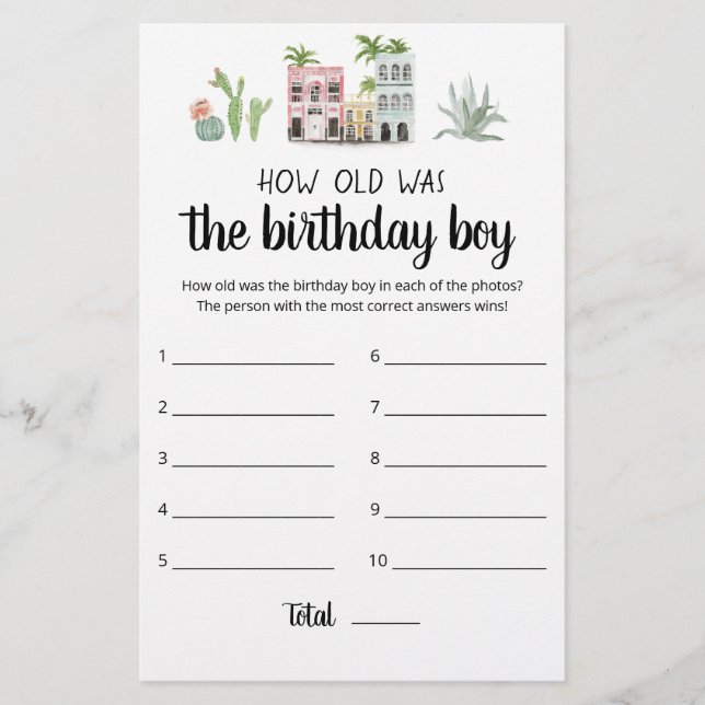 Lámina Juego de qué edad tenía el cumpleañero (Anverso)