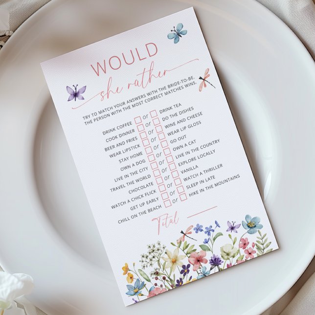 Lámina Juego de '¿Qué Preferiría' para Bodas de Mariposa  (Subido por el creador)