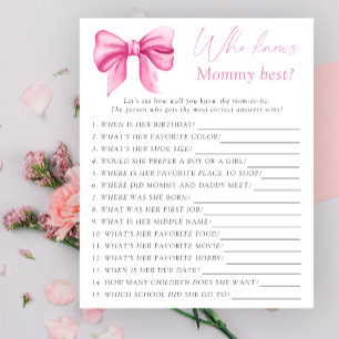 Lámina Juego de quién conoce mejor a mamá en baby shower