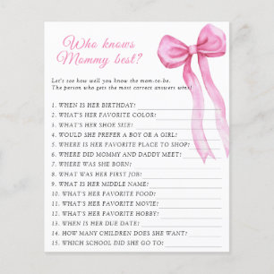 Lámina Juego de quién conoce mejor a mamá en baby shower