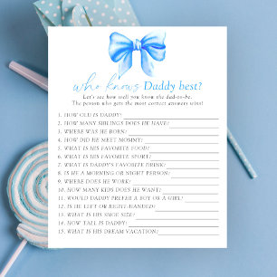 Lámina Juego de quién conoce mejor a papá en baby shower