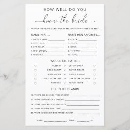 Lámina Juego de Quinn Script ¿Cuánto conoces a la novia