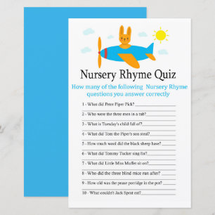 Lámina Juego de quiz de Rima Infantil de Aeronave de Jugu