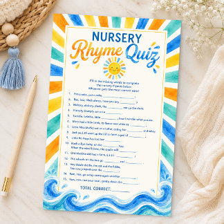 Lámina Juego de Quiz de Rimas Infantiles para Baby Shower