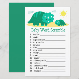 Lámina Juego de rayas de palabras Green Dino Baby