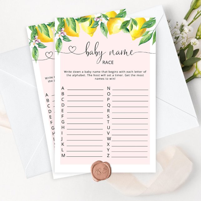 Lámina Juego de raza con el nombre del bebé limón rosa (Subido por el creador)