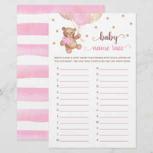 Lámina Juego de Raza por Nombre del Bebé Baby Shower Tedd