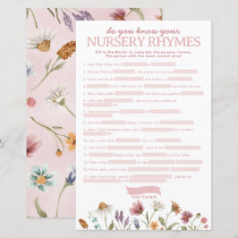 Lámina Juego de rhyme de nursery Baby Shower para flores