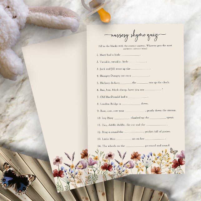 Lámina Juego de rimas infantiles (Boho Floral Nursery Rhyme Game by Painted Paperie
)