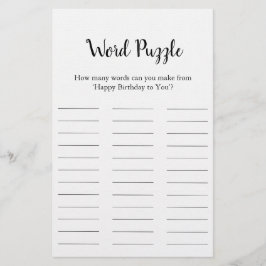 Lámina Juego de rompecabezas de palabras de cumpleaños – 