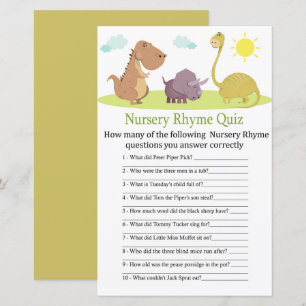 Lámina Juego de shower de bebé Quiz de rimas de dinosauri