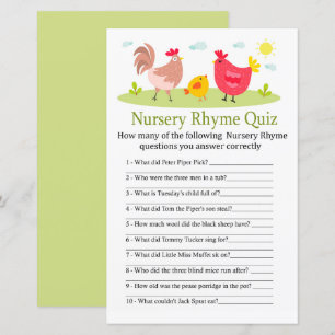 Lámina Juego de shower de bebé Quiz de rimas infantiles d