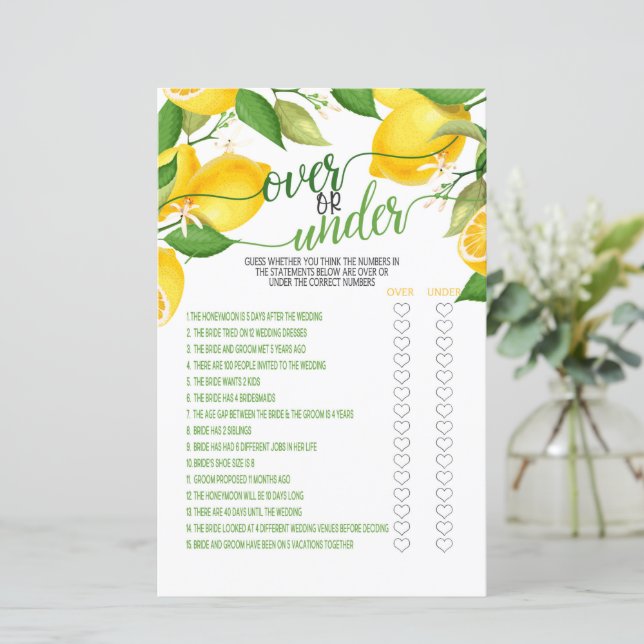 Lámina Juego de Sobre o Debajo - Limón (Anverso de pie)