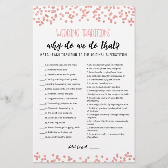 Lámina Juego de tradiciones bodas con respuestas (Anverso)