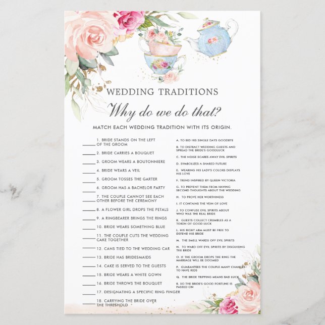 Lámina Juego de tradiciones de Boda de Fiesta de té alto  (Anverso)
