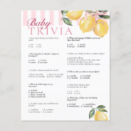 Lámina Juego de TRIVIA Ciao Baby Lemon Pink Baby Shower