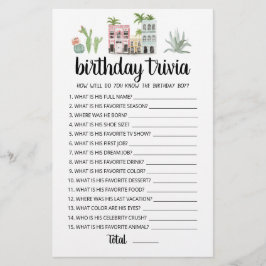 Lámina Juego de Trivia ¿Cuánto conoces al Cumpleañero