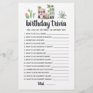 Lámina Juego de Trivia ¿Cuánto conoces al Cumpleañero