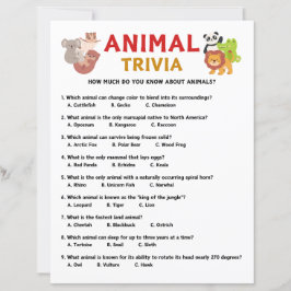 Lámina Juego de Trivia de Animales