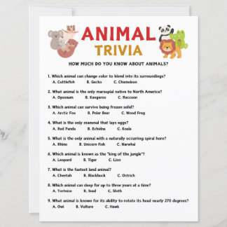 Lámina Juego de Trivia de Animales