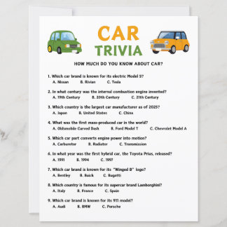 Lámina Juego de Trivia de Coche