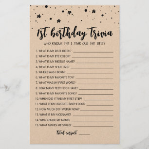 Lámina Juego de trivia de cumpleaños editable para 1er cu