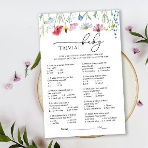 Lámina Juego de Trivia de Flores Silvestres para Baby Sho