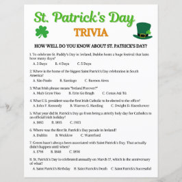 Lámina Juego de Trivia del Día de San Patricio