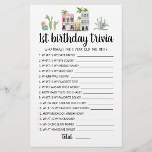 Lámina Juego de trivia editable para cumpleaños 1