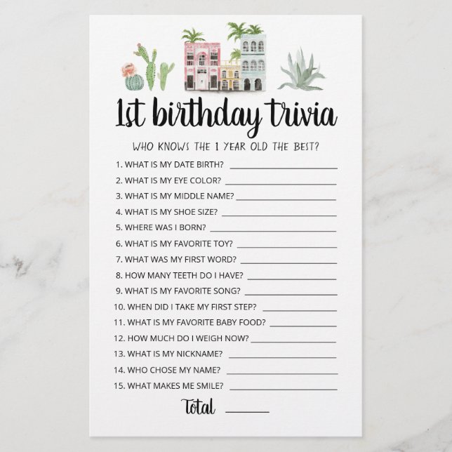 Lámina Juego de trivia editable para cumpleaños 1 (Anverso)