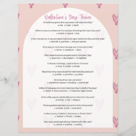 Lámina Juego de Trivia el día de San Valentín con respues