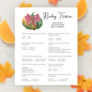 Lámina Juego de trivia para baby shower de calabaza