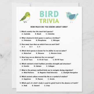 Lámina Juego de Triviación de Aves