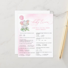 Lámina Juego de trivialidades para bebés con elefante lin