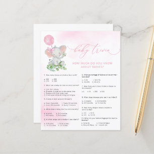 Lámina Juego de trivialidades para bebés con elefante lin