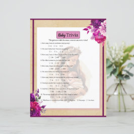 Lámina Juego de trivialidades para niños con boho morado