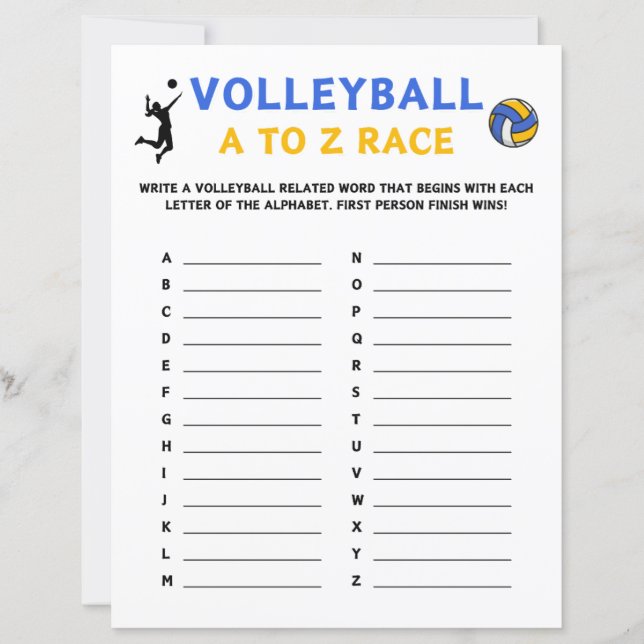 Lámina Juego De Voleibol A A Z (Anverso)