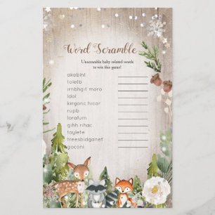 Lámina Juego de Word Scramble Animales de invierno Woodla